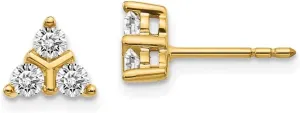 Real 14k Yellow Gold Diamond Button Post Studs Earrings 7mm (.48 cttw.)
