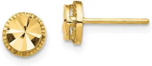 Real 14k Yellow Gold Diamond-Cut Round Post Studs Earrings 6.25mm