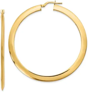 Real 14k Yellow Gold Tube Hoop Earrings - 55mm x 53mm