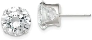 Real 925 Sterling Silver 9mm Round Snap Set CZ Cubic Zirconia Stud Earrings 9mm