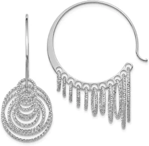 Real 925 Sterling Silver and Laser-cut Hoop Earrings - 46mm x 12mm