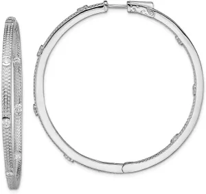 Real 925 Sterling Silver CZ Cubic Zirconia Inside-Out Round Hoop Earrings 52mm