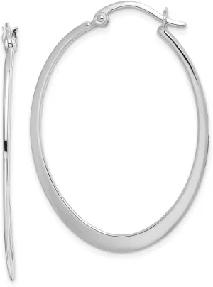 Real 925 Sterling Silver Oval Hinged Hoop Earrings - 43mm x 32mm