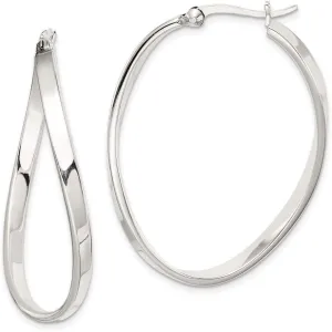 Real 925 Sterling Silver Oval Hoop Earrings - 40mm x 31mm