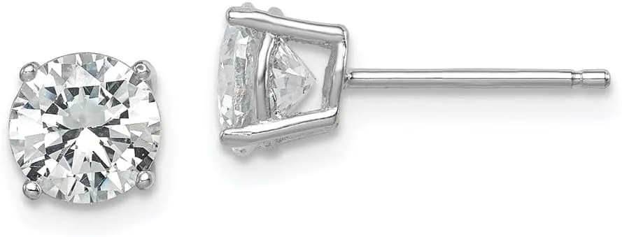 Real 925 Sterling Silver Round CZ Cubic Zirconia 6mm Post Studs Earrings 6mm