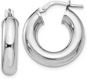 Real 925 Sterling Silver Tube Hoop Earrings - 21mm x 19mm