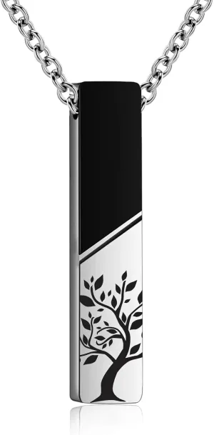 RIPFEVURN Tree of Life/Butterfly/Always with me Urn Necklaces for Ashes for Women Men Bar Stainless Steel Cremation Jewelry Human Ashes Holder Memorial Keepsake Pendant
