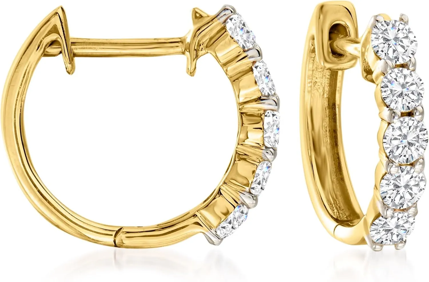Ross-Simons 0.50 ct. t.w. Diamond Huggie Hoop Earrings in 14kt Yellow Gold