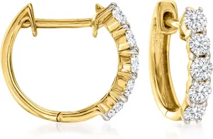 Ross-Simons 0.50 ct. t.w. Diamond Huggie Hoop Earrings in 14kt Yellow Gold