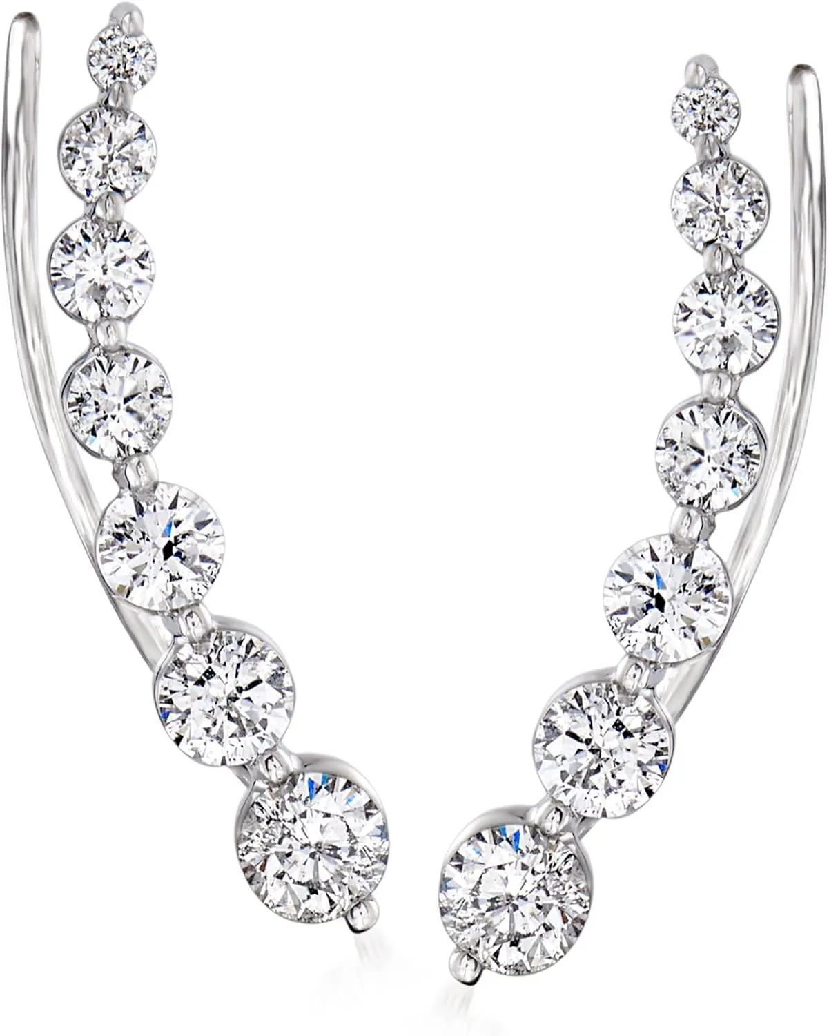 Ross-Simons 1.00 ct. t.w. Diamond Ear Climbers in 14kt White Gold