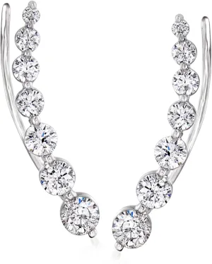 Ross-Simons 1.00 ct. t.w. Diamond Ear Climbers in 14kt White Gold