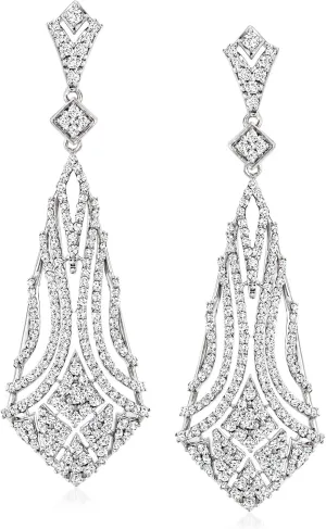 Ross-Simons 2.15 ct. t.w. Diamond Geometric Drop Earrings in Sterling Silver
