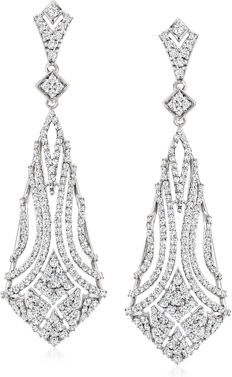 Ross-Simons 2.15 ct. t.w. Diamond Geometric Drop Earrings in Sterling Silver