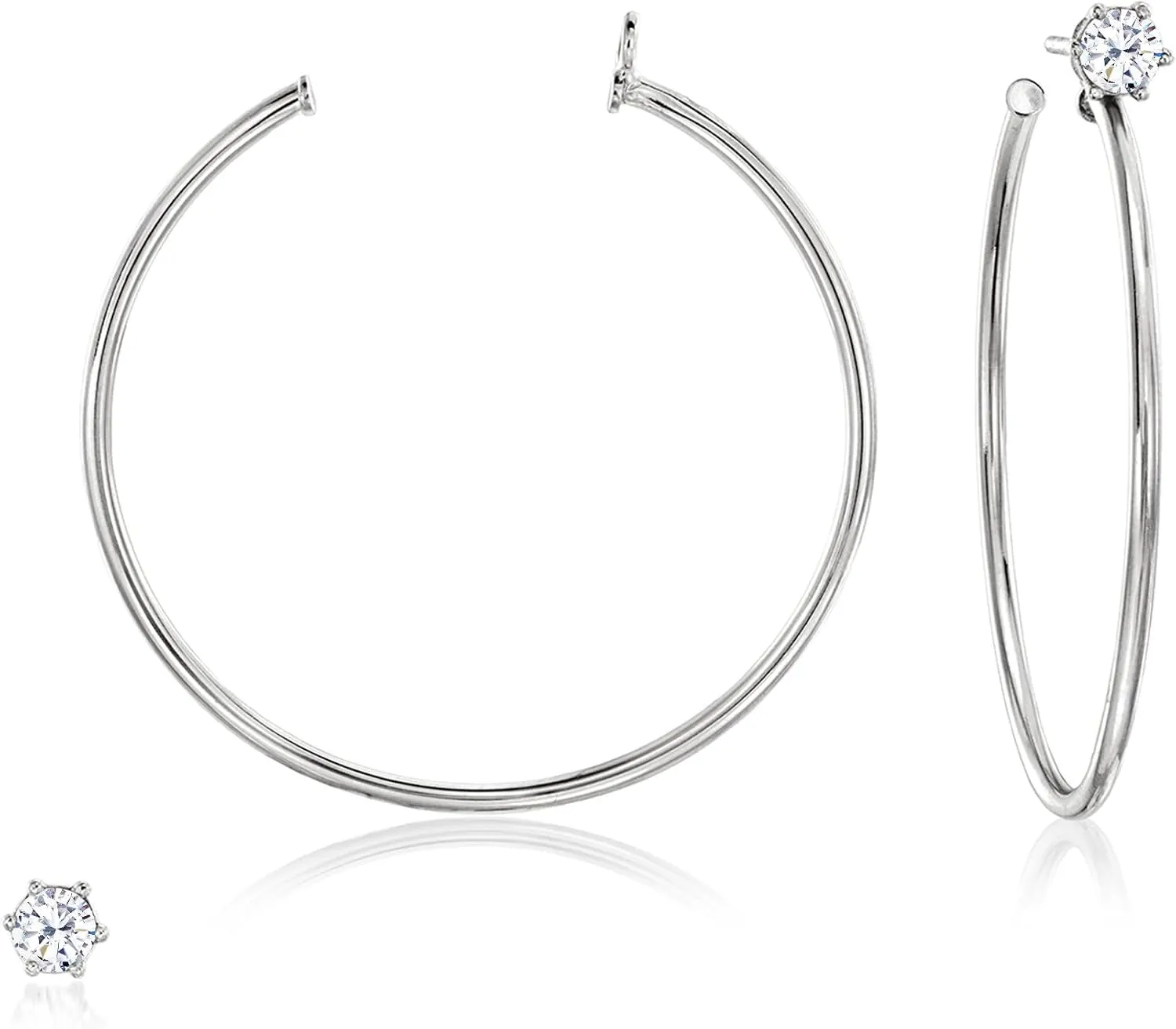 Ross-Simons Italian .50 ct. t.w. CZ Jewelry Set: Stud Earrings and Hoop Jackets in Sterling Silver