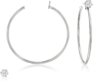 Ross-Simons Italian .50 ct. t.w. CZ Jewelry Set: Stud Earrings and Hoop Jackets in Sterling Silver