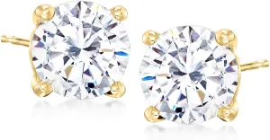 Ross-Simons Round CZ Stud Earrings in 14kt Yellow Gold