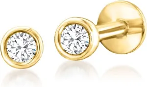 RS Pure by Ross-Simons 0.10 ct. t.w. Bezel-Set Diamond Flat-Back Stud Earrings in 14kt Yellow Gold