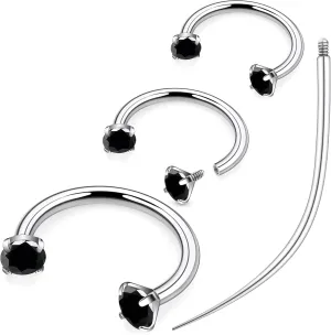 Ruifan ASTM F136 Titanium Horseshoe Nose Ring 16G Cubic Zircon Septum Rings Piercing Jewelry Internally Threaded Cartilage Conch Helix Rook Tragus Lip Earring Hoop Eyebrow For Women Men 8mm 10mm 12mm