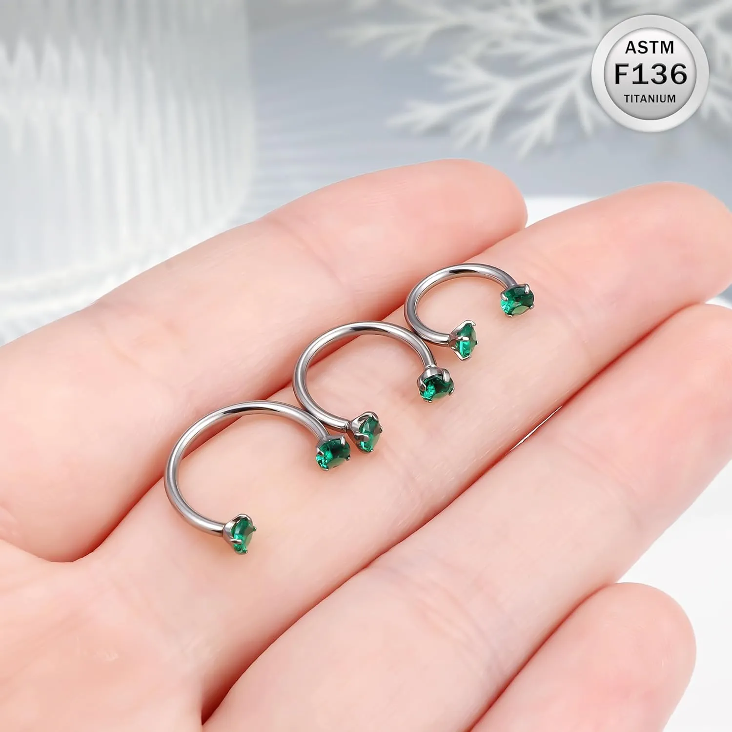 Ruifan ASTM F136 Titanium Horseshoe Nose Ring 16G Cubic Zircon Septum Rings Piercing Jewelry Internally Threaded Cartilage Conch Helix Rook Tragus Lip Earring Hoop Eyebrow For Women Men 8mm 10mm 12mm