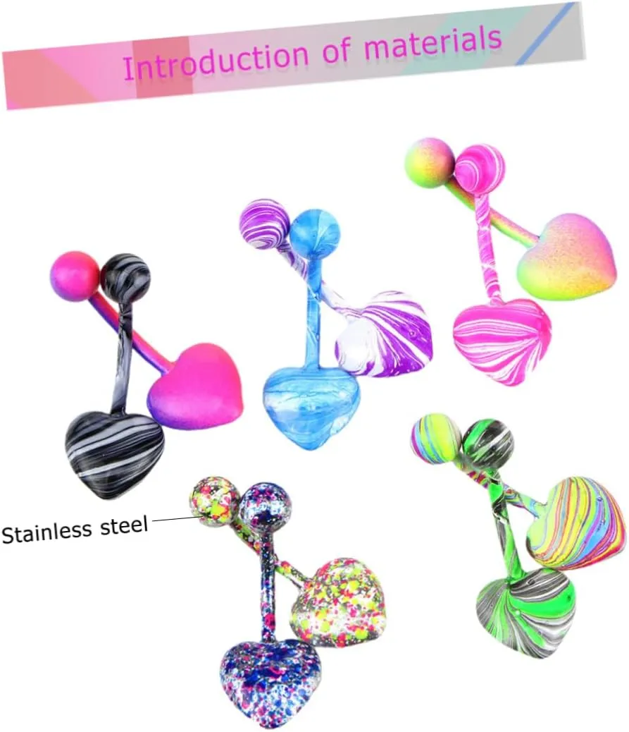 SAFIGLE Clip Belly Button Piercing 10pcs Metal Navel Rings Random Patterns for Fashion