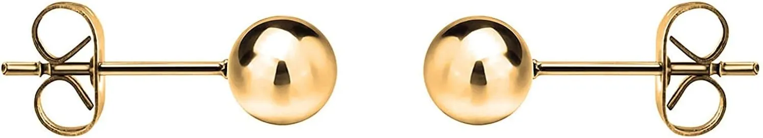 Savlano 14K Gold Ball Stud Earrings For Women - Made in Italy Comes With Savlano Gift Box