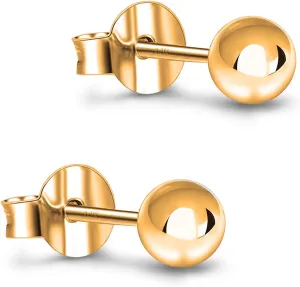Savlano 14K Gold Ball Stud Earrings For Women - Made in Italy Comes With Savlano Gift Box
