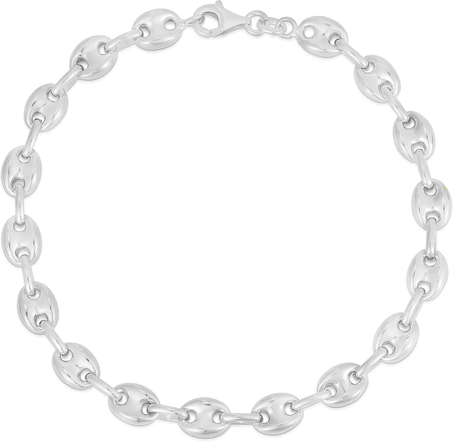 Savlano 925 Sterling Silver Hollow Puffed Anchor Mariner Link Chain Bracelet for Women Comes with Gift Box- Made in Italy