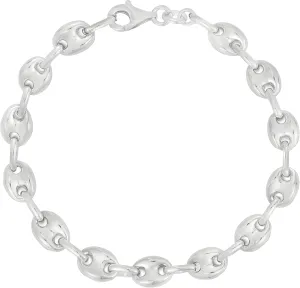 Savlano 925 Sterling Silver Hollow Puffed Anchor Mariner Link Chain Bracelet for Women Comes with Gift Box- Made in Italy