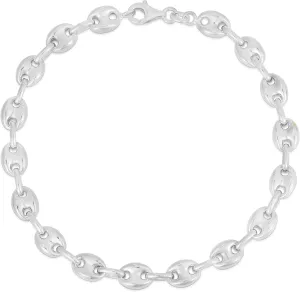 Savlano 925 Sterling Silver Hollow Puffed Anchor Mariner Link Chain Bracelet for Women Comes with Gift Box- Made in Italy