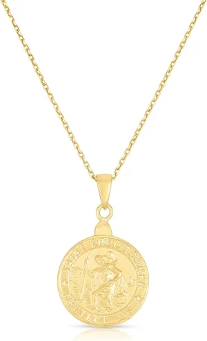 Savlano 925 Sterling Silver St Christopher Pendant Necklace - Traveler Protection Charm Chain for Women & Men Catholic Jewelry Comes in 15.5MM & 20MM with Gift Box- Made in Italy