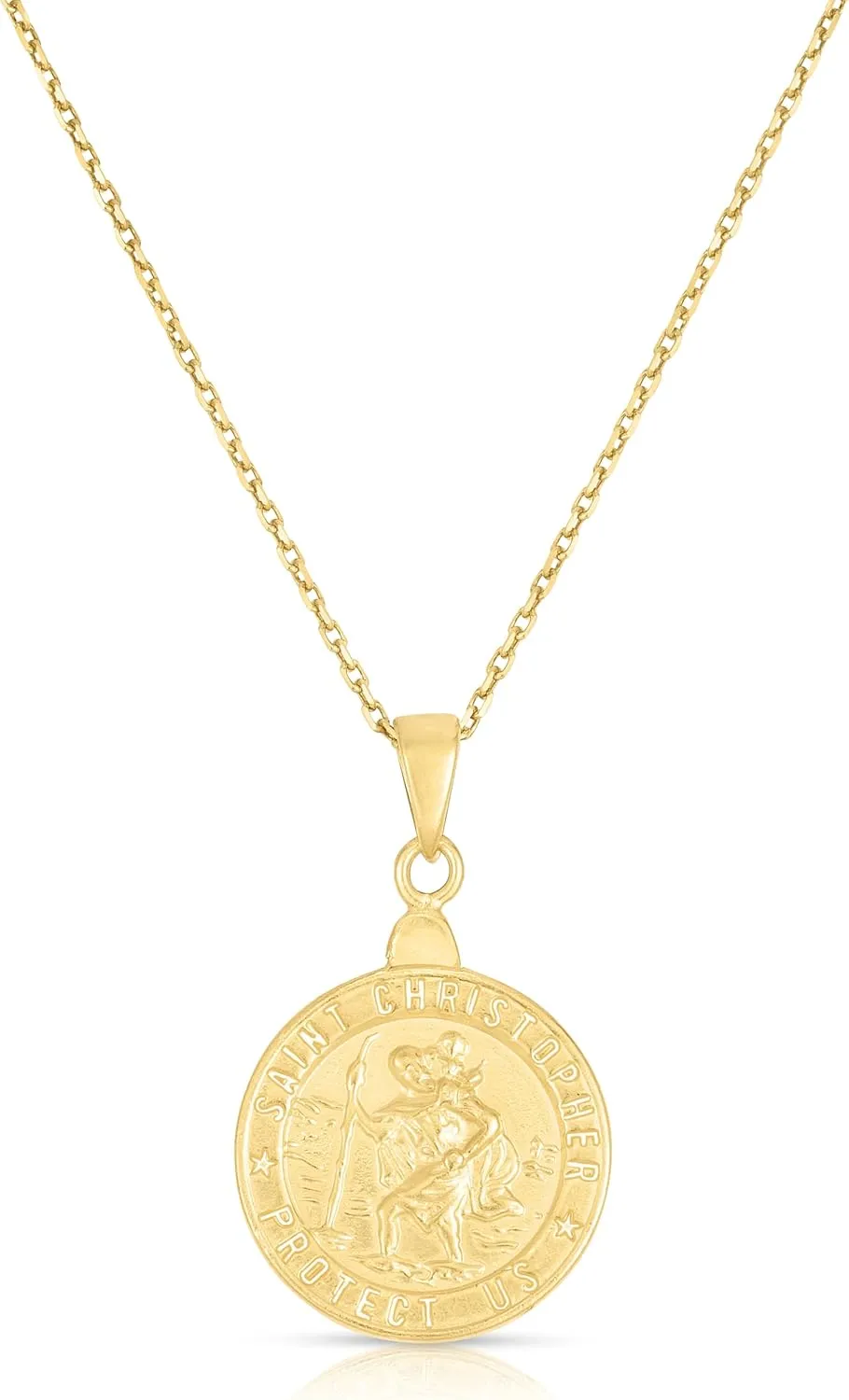 Savlano 925 Sterling Silver St Christopher Pendant Necklace - Traveler Protection Charm Chain for Women & Men Catholic Jewelry Comes in 15.5MM & 20MM with Gift Box- Made in Italy