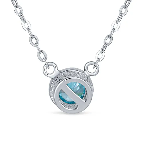 Silver Bezel-Set Round CZ Solitaire Pendant Necklace 2ct