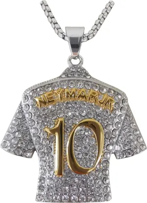 Silver-plated Neymar-10 Soccer Jersey Number 10 Necklace | No.10 Football Star Necklace Chain | Brazil 10 Jersey Hip Hop Pendant for Men Women 24