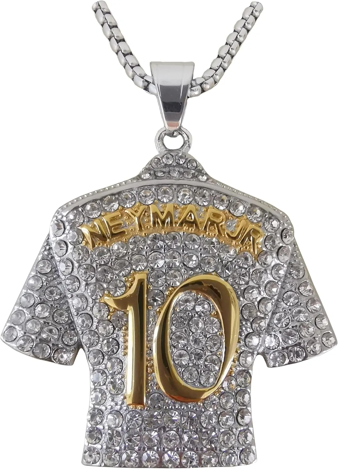 Silver-plated Neymar-10 Soccer Jersey Number 10 Necklace | No.10 Football Star Necklace Chain | Brazil 10 Jersey Hip Hop Pendant for Men Women 24