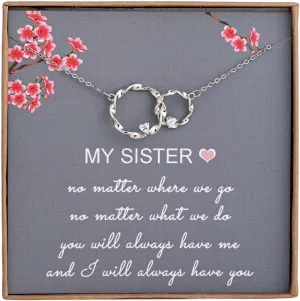 Sister Gifts from Sister, Sterling Silver Interlocking Infinity 2 Circles Necklace for Sisters, Big Sister Little Sister Gift, Birthday Jewelry Friendship Gifts