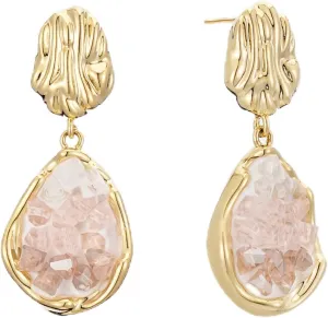 SIXFOX Gold Statement Earrings for Women Trendy Geometric 14K Gold Plated Teardrop Drop Dangle Earrings with Crystal 925 Sterling Silver Posts Chunky Stud Earrings Fashion Jewelry Gift