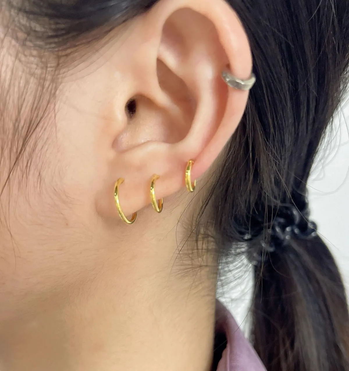 Sleeper Cartilage Tiny Small Hoop Earrings for Women Girls 925 Sterling Silver Round Nose Ring Helix Tragus Piercings Endless Hoops 8/10/12mm