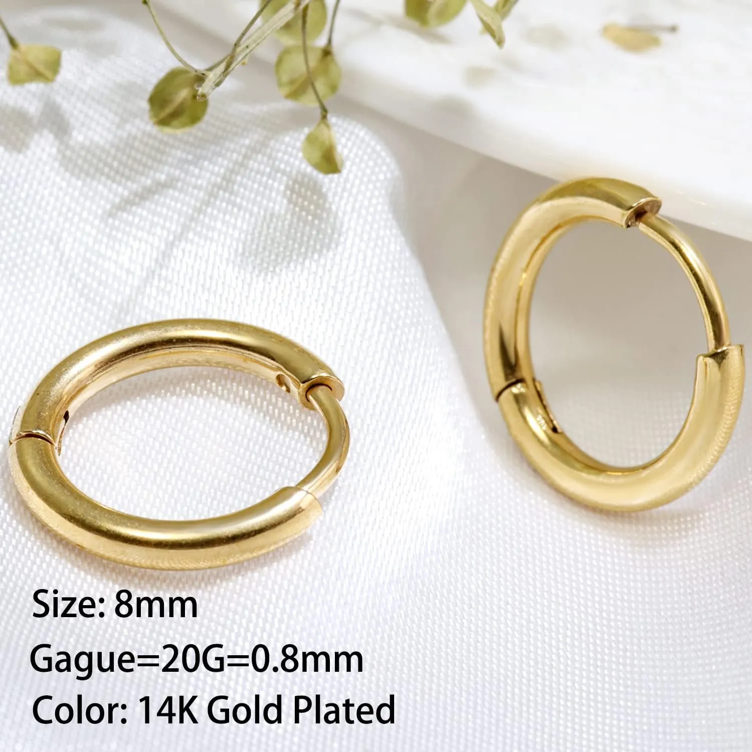 Small Gold Hoop Earrings Lightweight: Hinged Huggie Hoop Earrings for Lobe Cartilage Helix Tiny Hoops Earrings in Gold Plated Silver Black for Women Men (Set of 1-5 Pairs)
