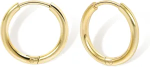 Small Gold Hoop Earrings Lightweight: Hinged Huggie Hoop Earrings for Lobe Cartilage Helix Tiny Hoops Earrings in Gold Plated Silver Black for Women Men (Set of 1-5 Pairs)
