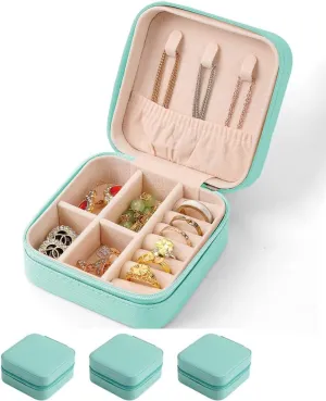 Small Travel Jewelry CasePortable Jewelry Organizer Travel Case Leather Jewelry Box Travel Mini Storage Organizer Portable Display Storage Box For Rings Earrings Necklaces Gifts3PCS