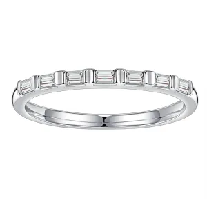 SMILEST Baguette Moissanite Wedding Band for Women, 2MM D Color VVS1 Clarity Lab Created Moissanite Wedding Rings 18K White Yellow Rose Gold Vermeil Bar Setting 7 Stone Moissanite Half Eternity Ring