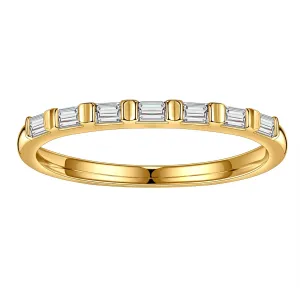 SMILEST Baguette Moissanite Wedding Band for Women, 2MM D Color VVS1 Clarity Lab Created Moissanite Wedding Rings 18K White Yellow Rose Gold Vermeil Bar Setting 7 Stone Moissanite Half Eternity Ring
