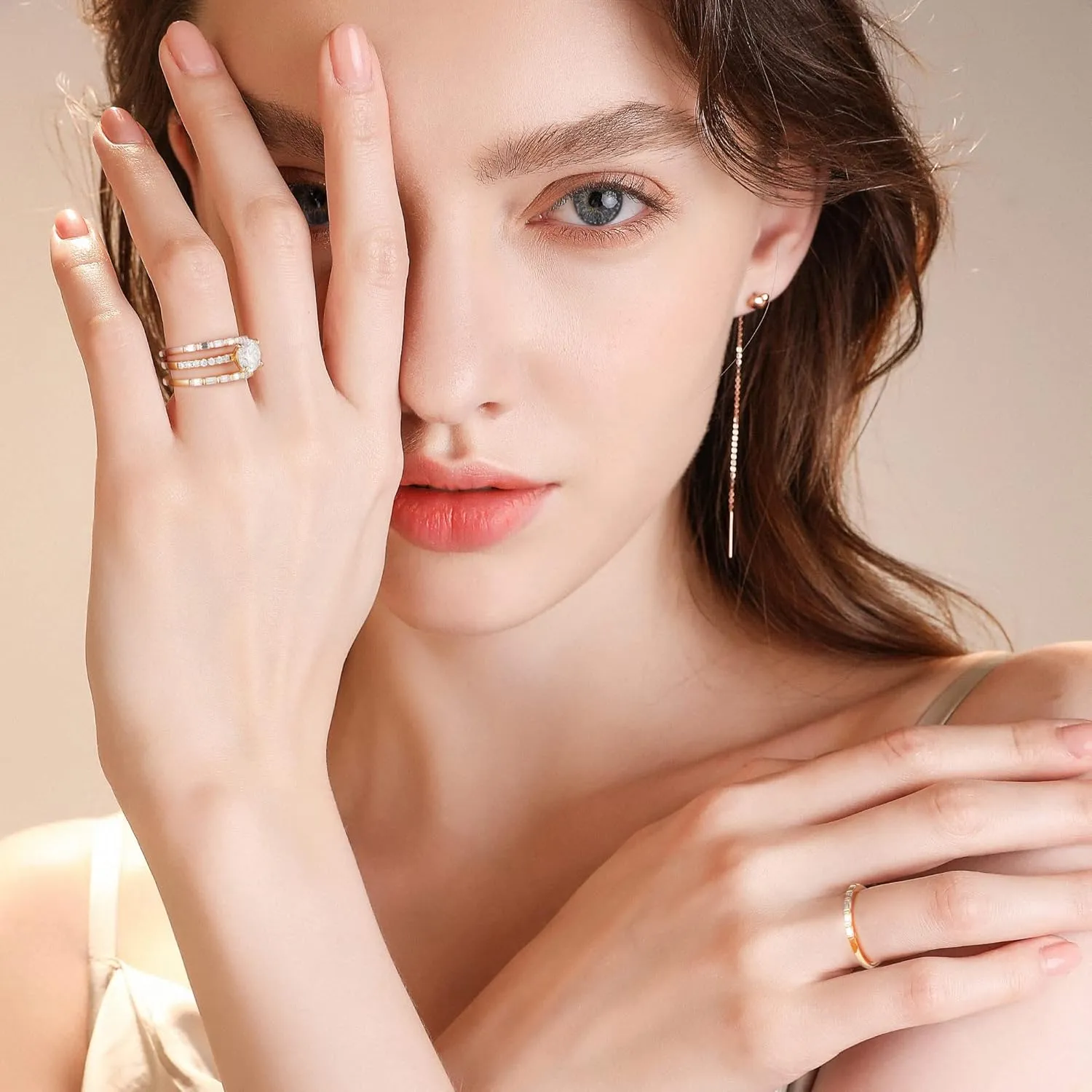SMILEST Baguette Moissanite Wedding Band for Women, 2MM D Color VVS1 Clarity Lab Created Moissanite Wedding Rings 18K White Yellow Rose Gold Vermeil Bar Setting 7 Stone Moissanite Half Eternity Ring