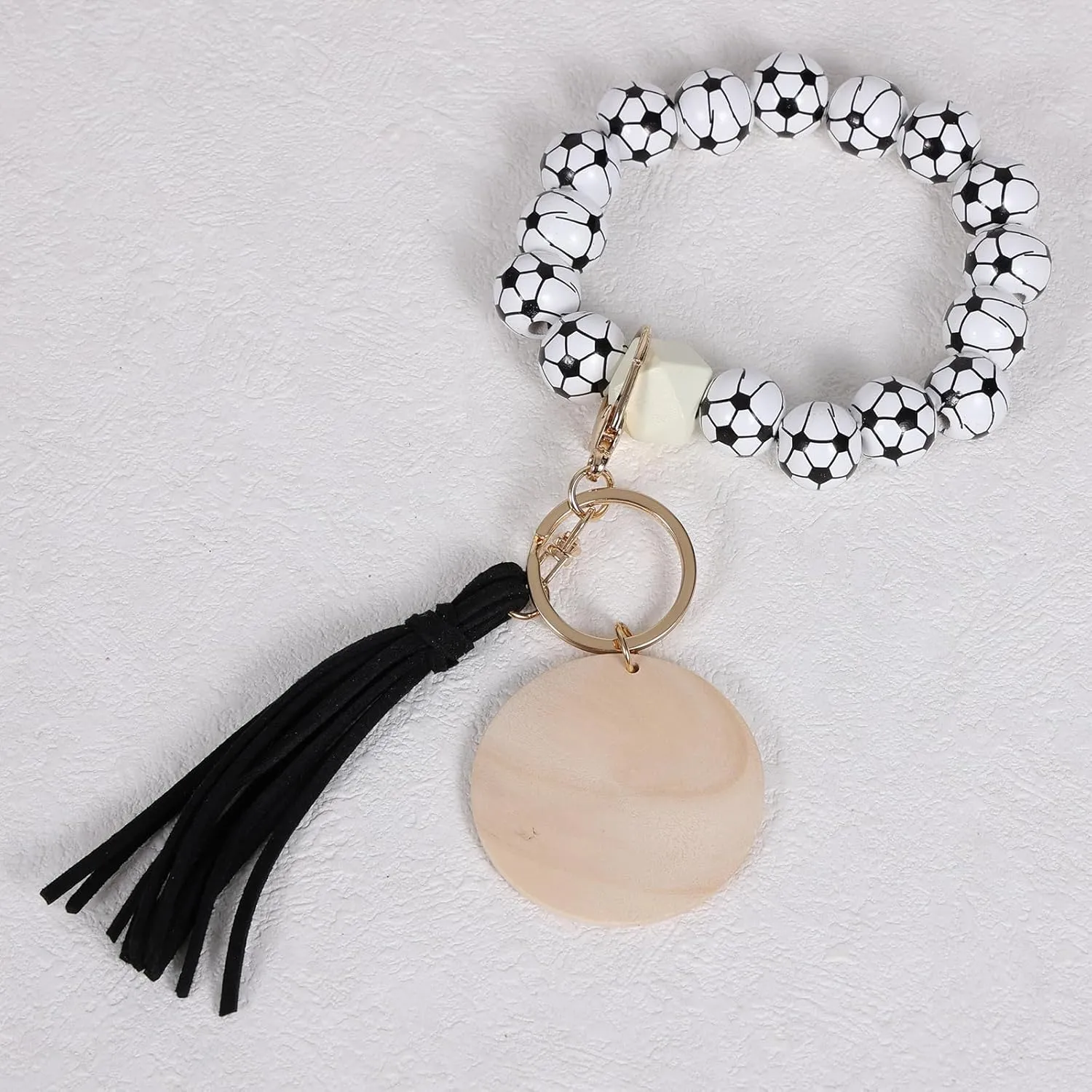 Softball Baseball Charm Keychains Wooden Key Ring Bracelet Wristlet Women Girls Sport Athlete Game Day