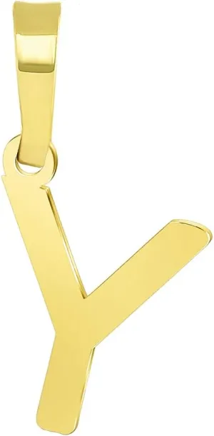 Solid 14k Yellow Gold Dainty Mini Uppercase Initial Charm Block Letter Pendant