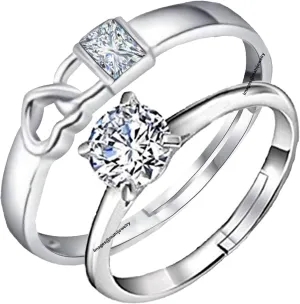 Solitaire Crystal Proposal Adjustable Couple Ring for Men and Women (FRCO1103105R)
