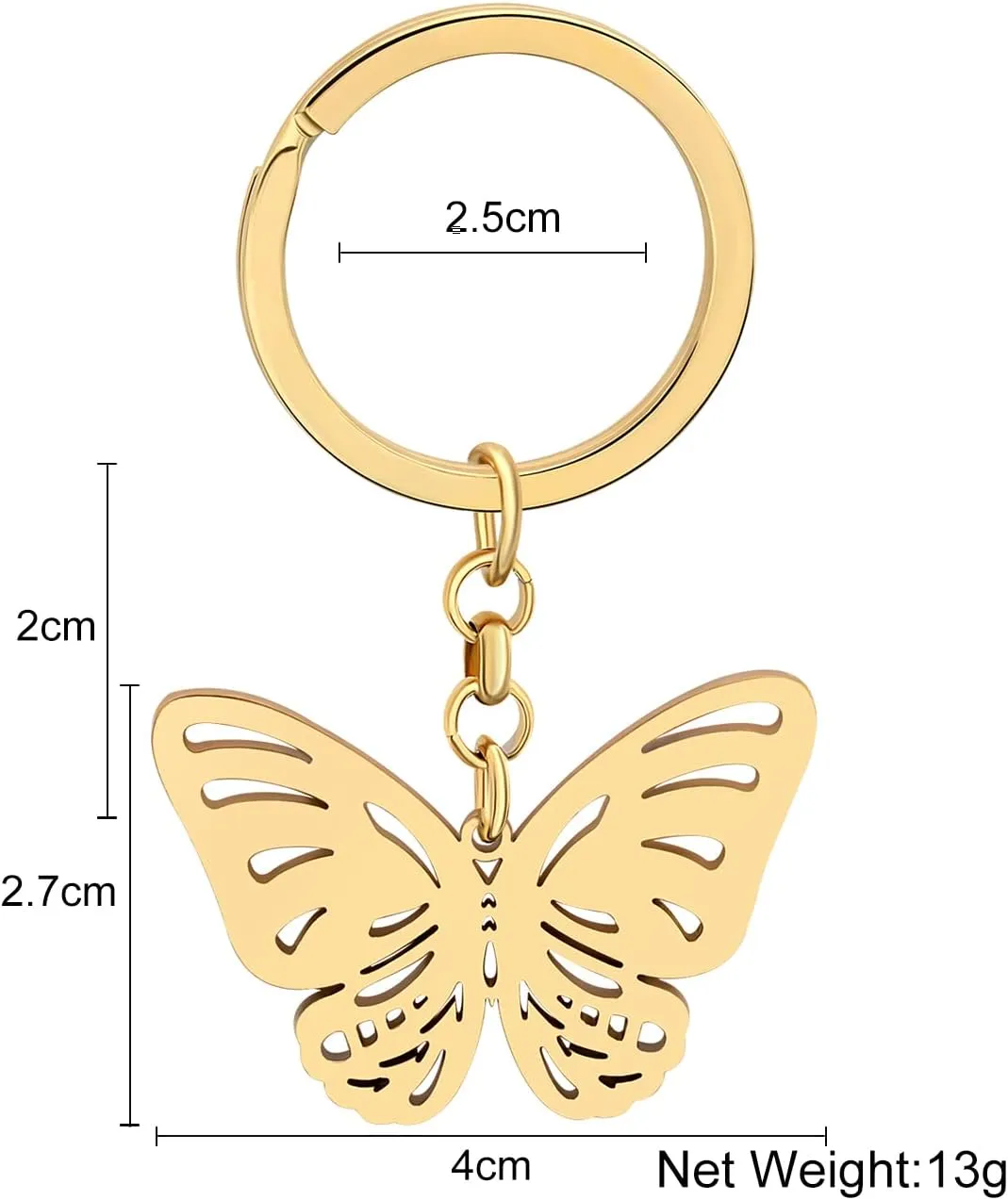 Stainless Steel Butterfly Keyring Pendant Butterfly Keychain Gifts for Women Girls Key Chain Car Purse Charms