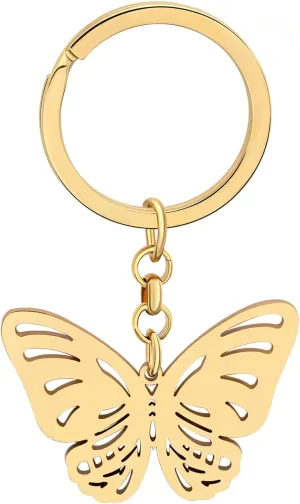 Stainless Steel Butterfly Keyring Pendant Butterfly Keychain Gifts for Women Girls Key Chain Car Purse Charms