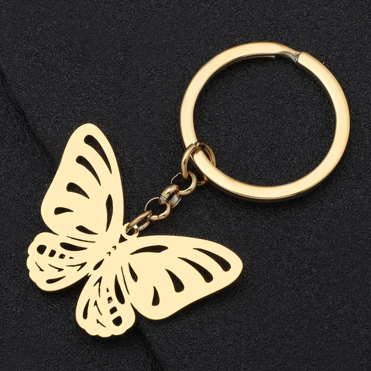Stainless Steel Butterfly Keyring Pendant Butterfly Keychain Gifts for Women Girls Key Chain Car Purse Charms