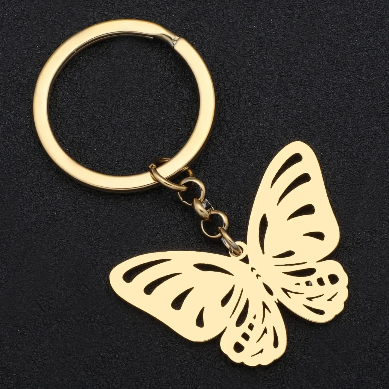 Stainless Steel Butterfly Keyring Pendant Butterfly Keychain Gifts for Women Girls Key Chain Car Purse Charms